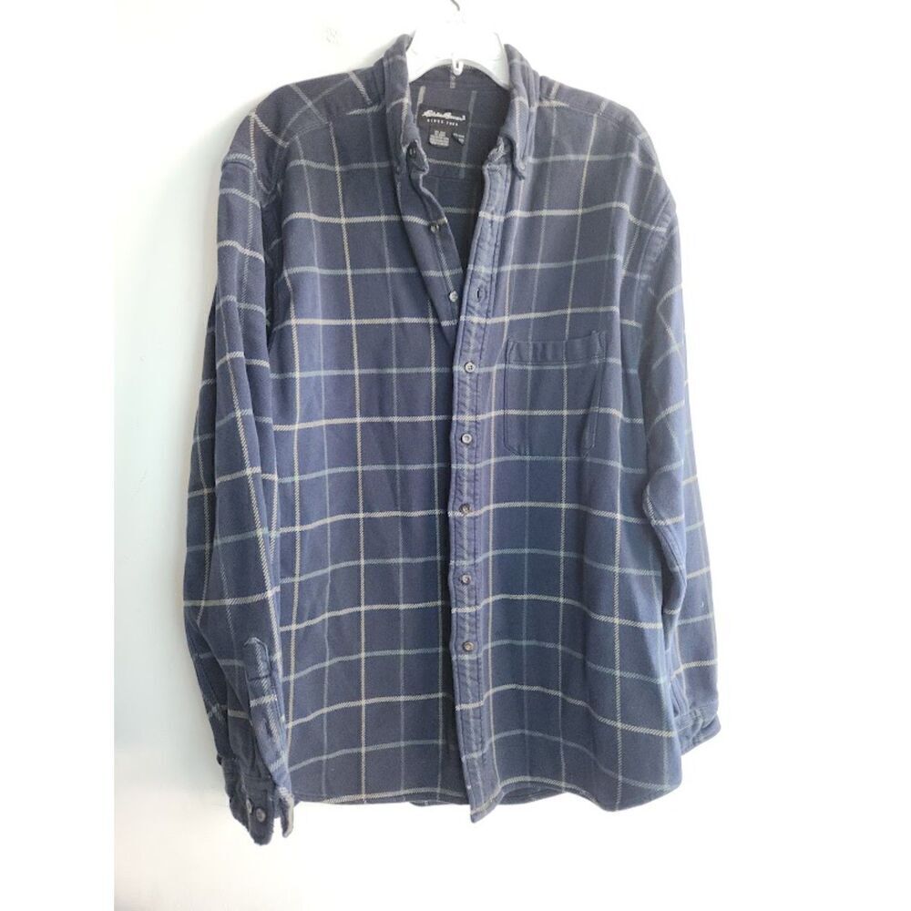 Eddie Bauer Men Blue Plaid 100% Cotton Flannel Shacket (Shirt/Jacket) size XXL